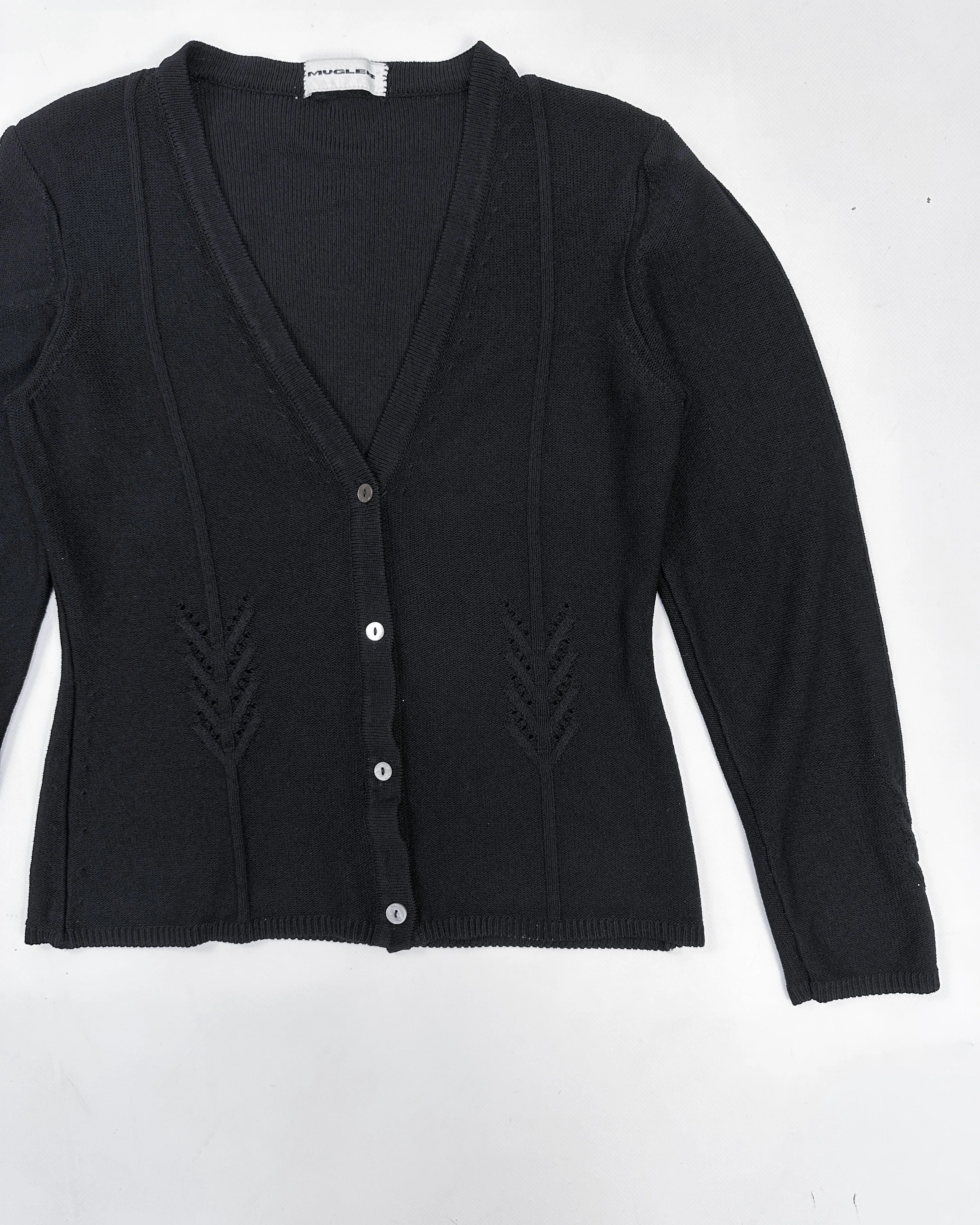 Mugler Black Knit Cardigan 1990's