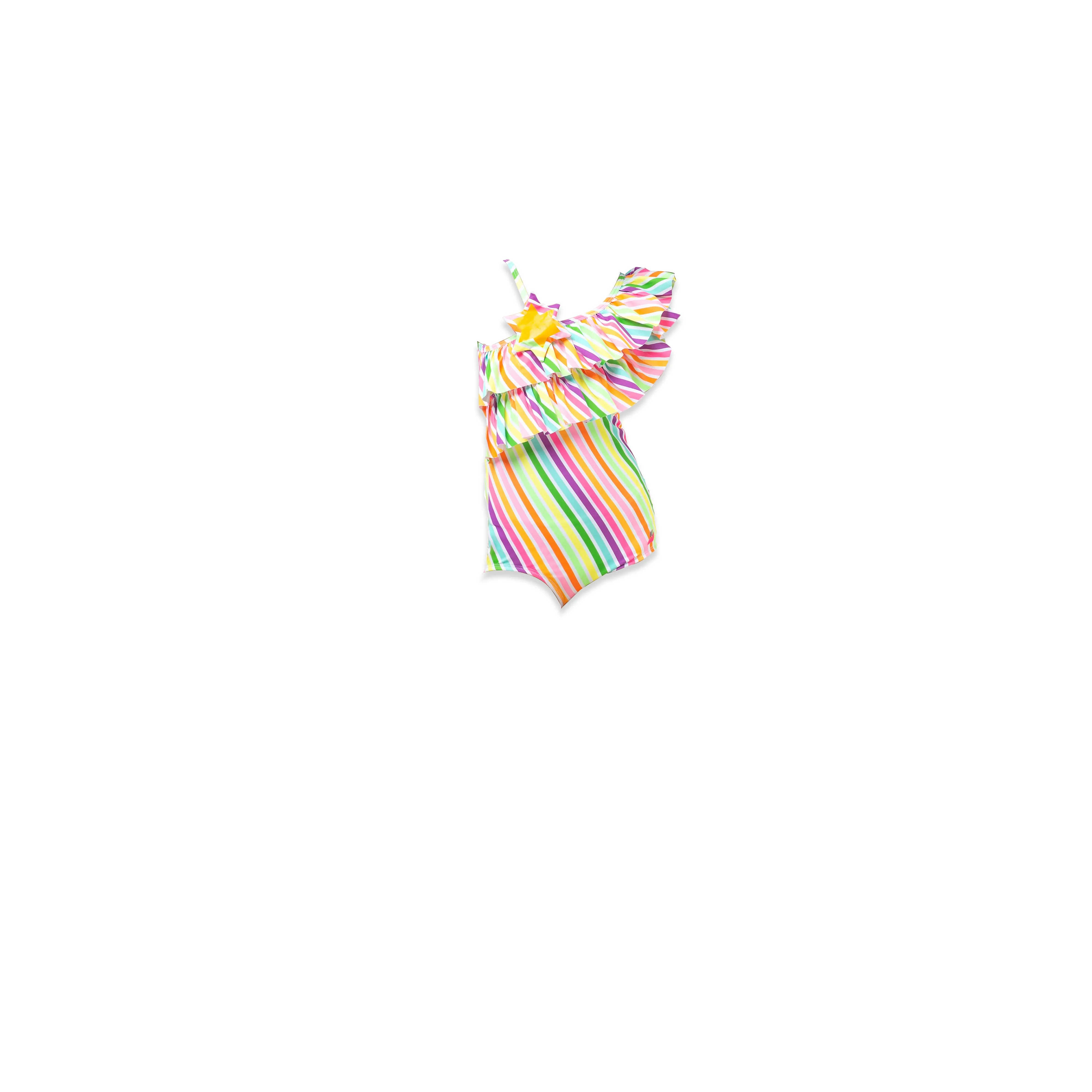 Multicolored Pinstripes Tropical Squeeze Maillots