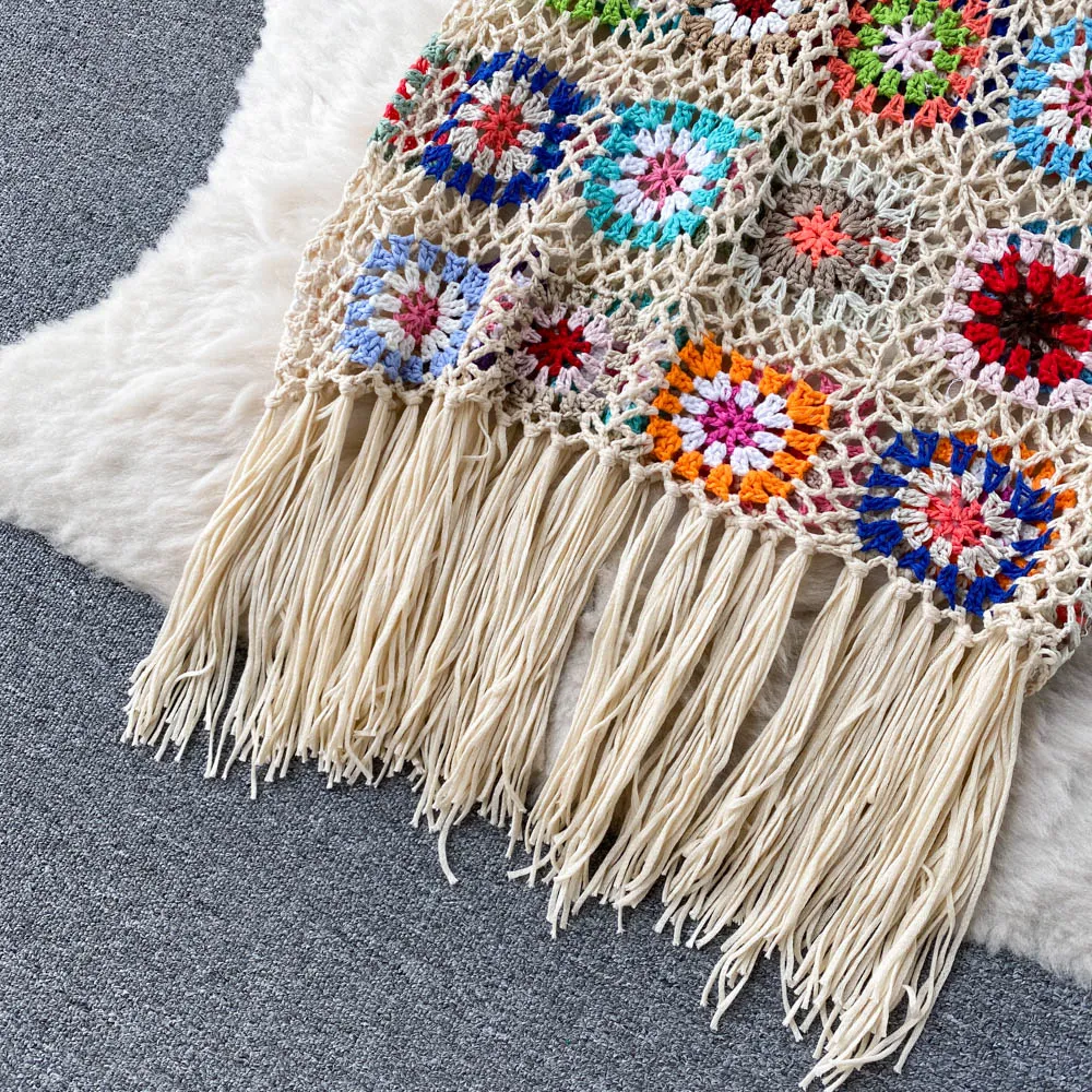 Niche Crochet Floral Fringed Dress