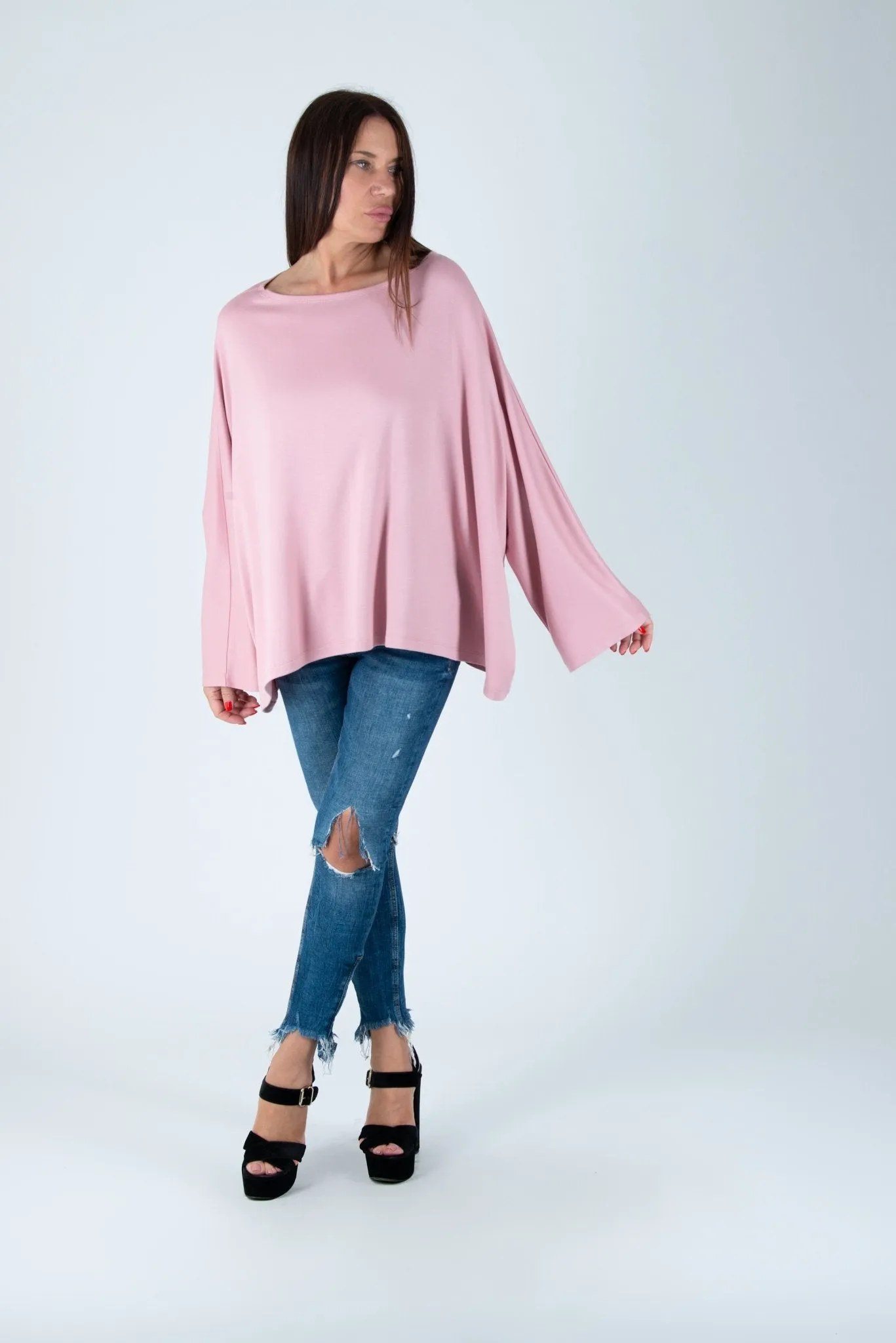 NIKI Baby Pink African Woman Maxi Tunic Top