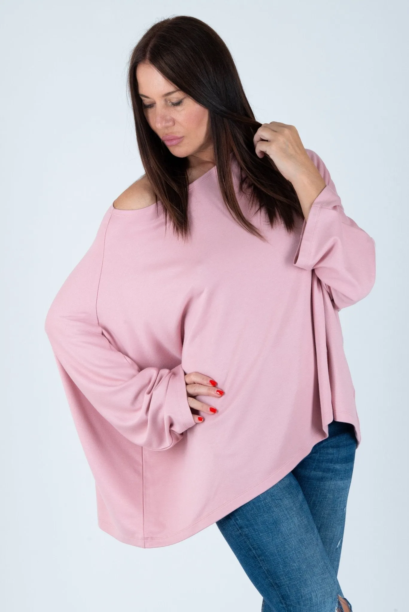NIKI Baby Pink African Woman Maxi Tunic Top