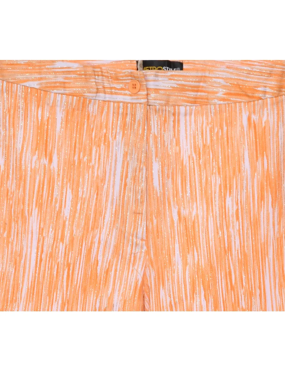Orange & White Patterned Bootcut Trousers - W30 L31