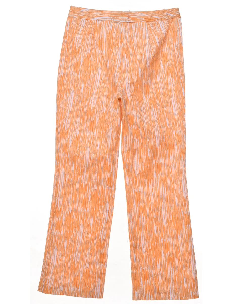 Orange & White Patterned Bootcut Trousers - W30 L31