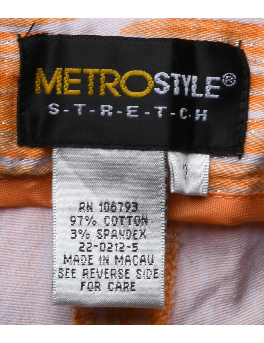 Orange & White Patterned Bootcut Trousers - W30 L31
