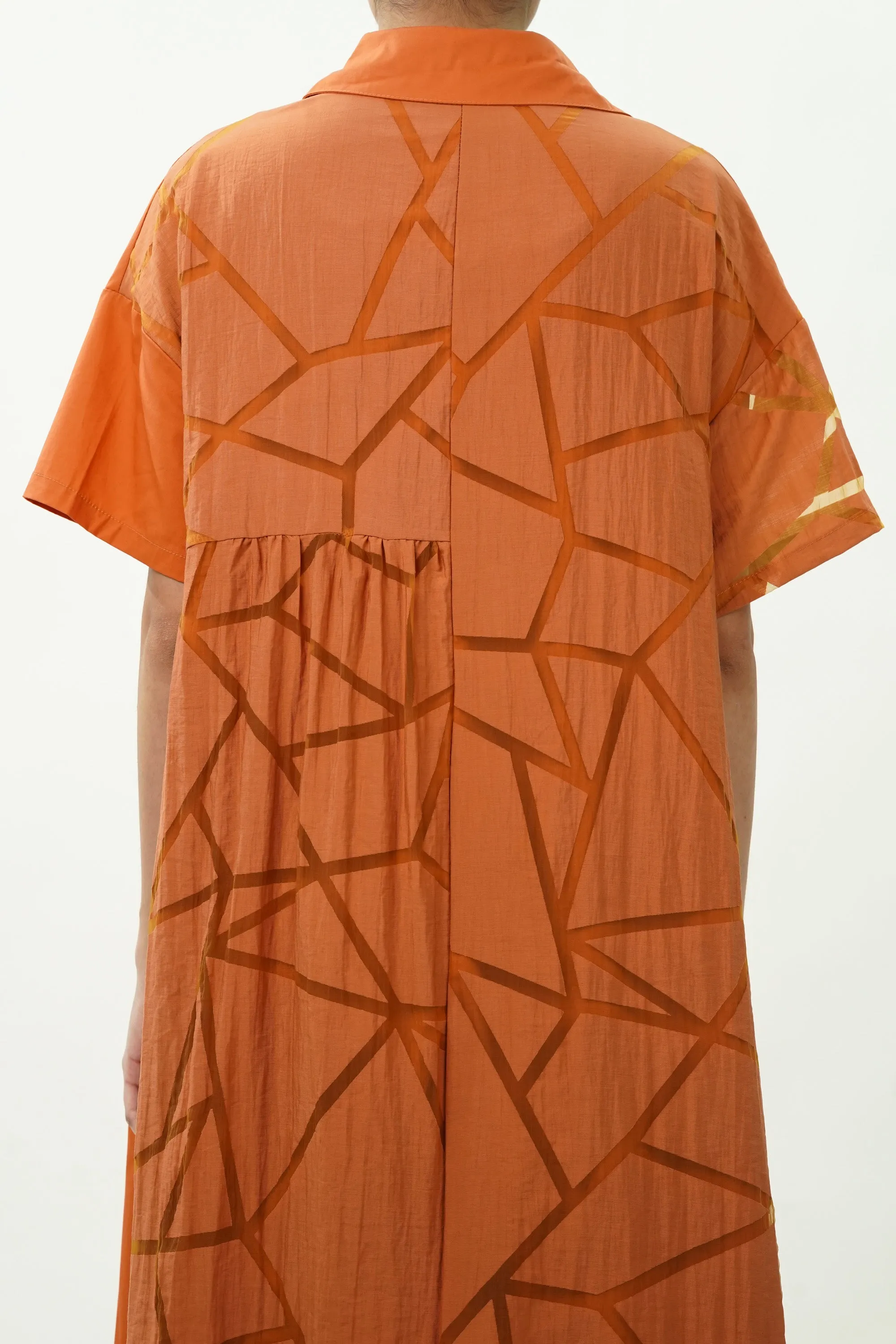 Oversized Orange Shirt Dress