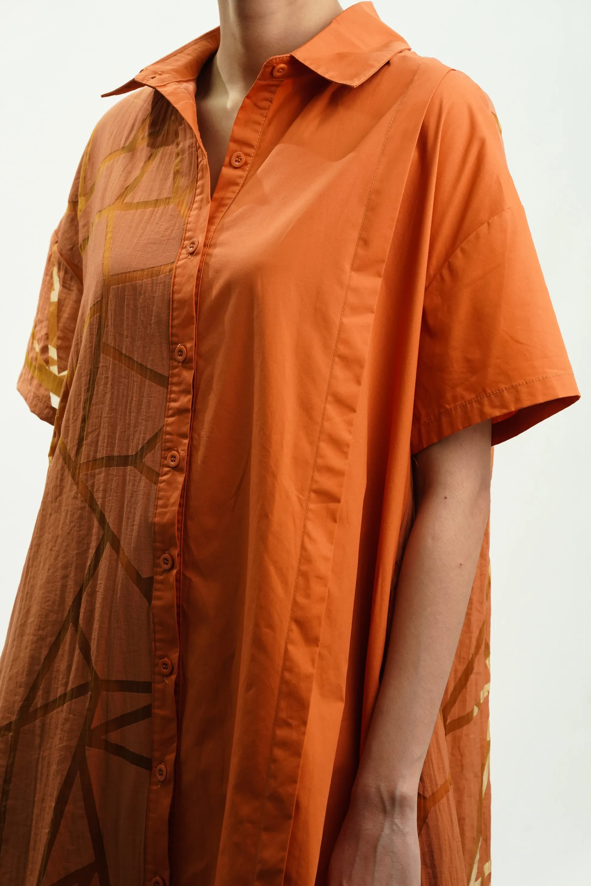 Oversized Orange Shirt Dress