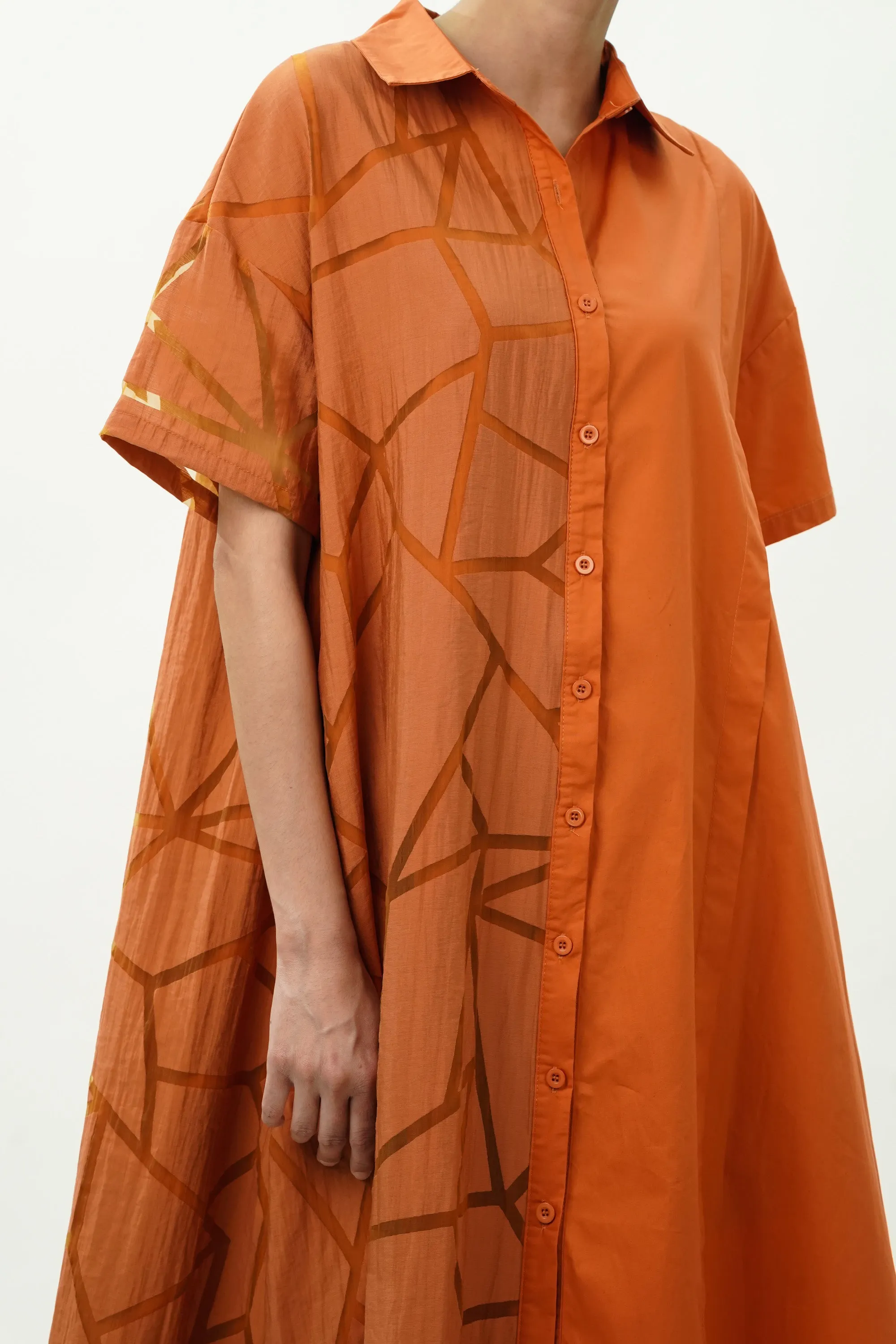 Oversized Orange Shirt Dress