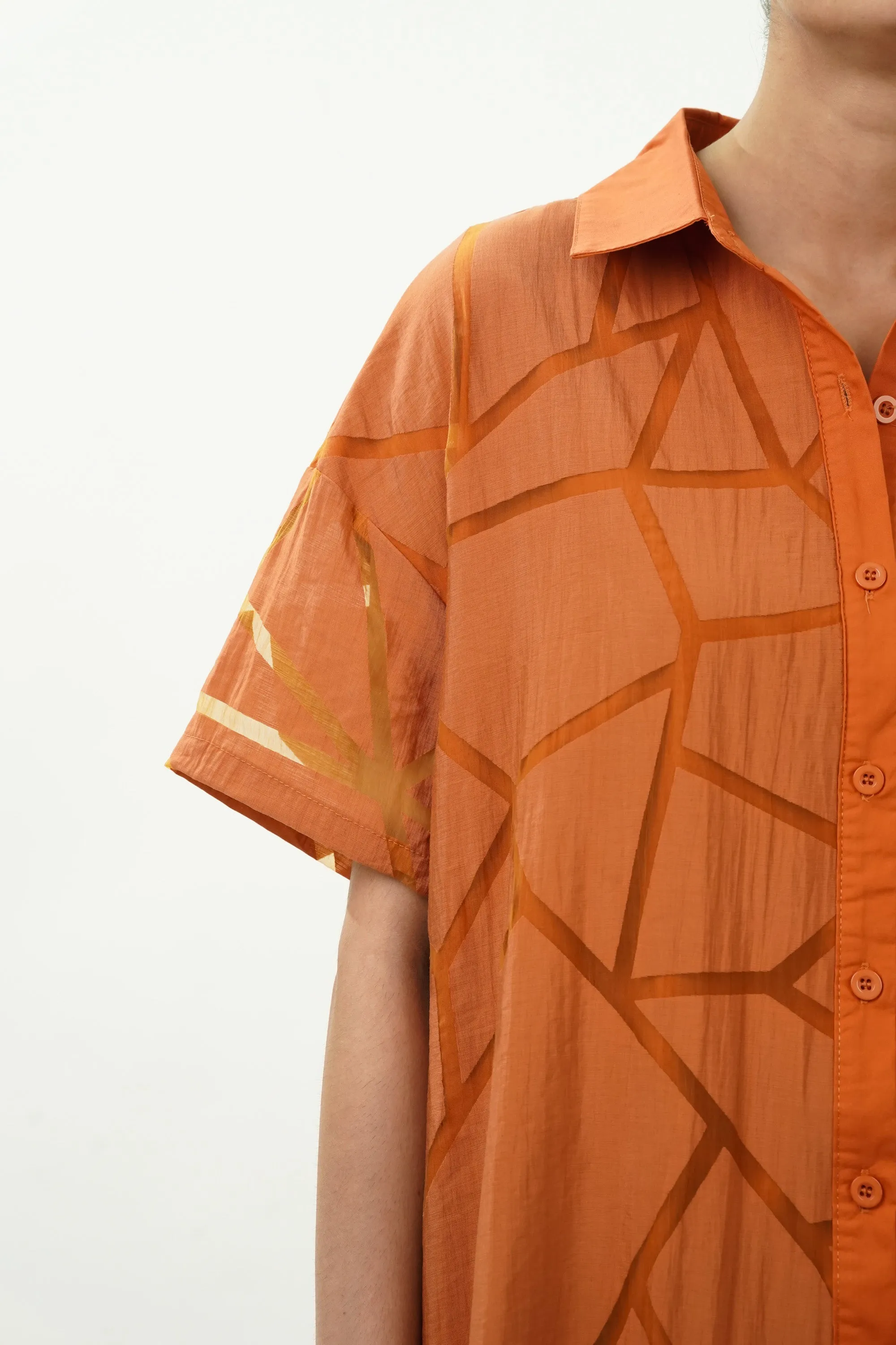 Oversized Orange Shirt Dress