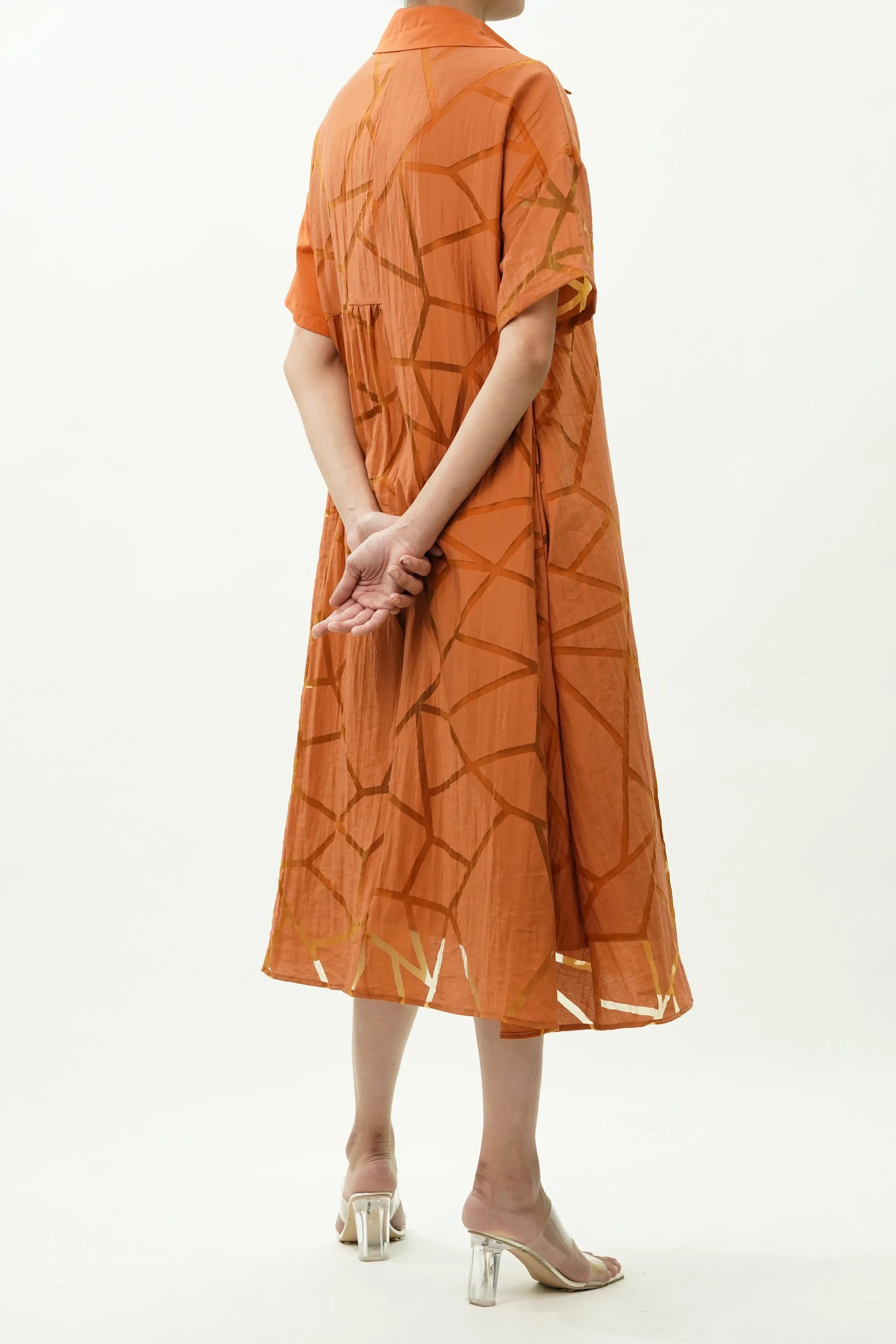 Oversized Orange Shirt Dress