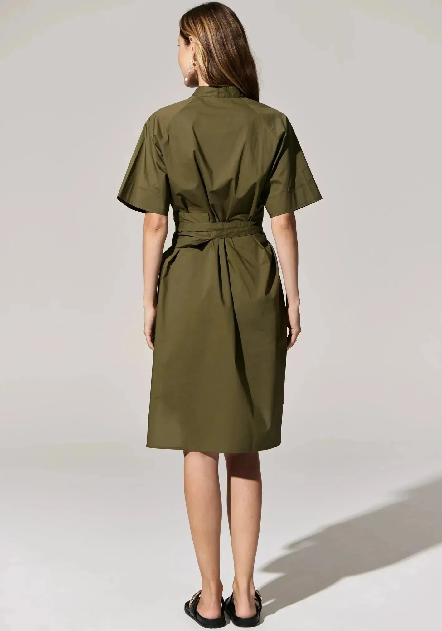POL Toya Shirt Dress in Khaki
