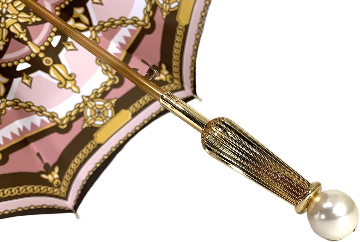 "Classic" brown and pink, Chain design - Fantastic pearl handle