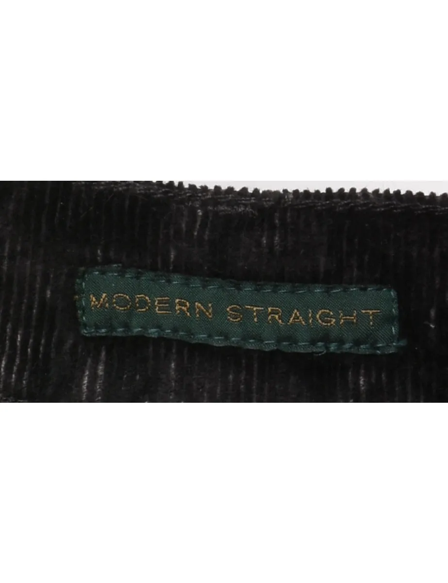 Ralph Lauren Corduroy Black & Grey Leopard Print 1990s Trousers - W32 L32