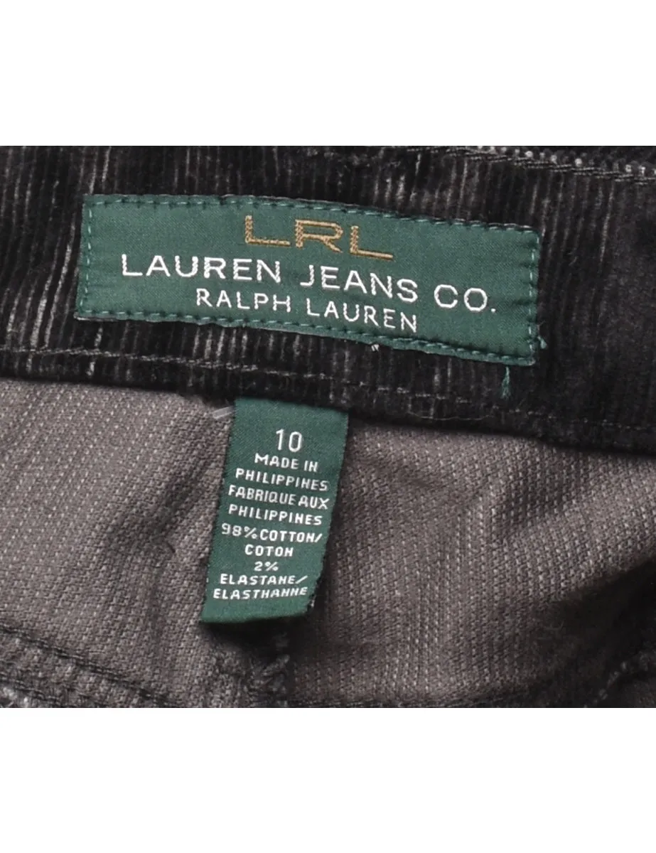 Ralph Lauren Corduroy Black & Grey Leopard Print 1990s Trousers - W32 L32