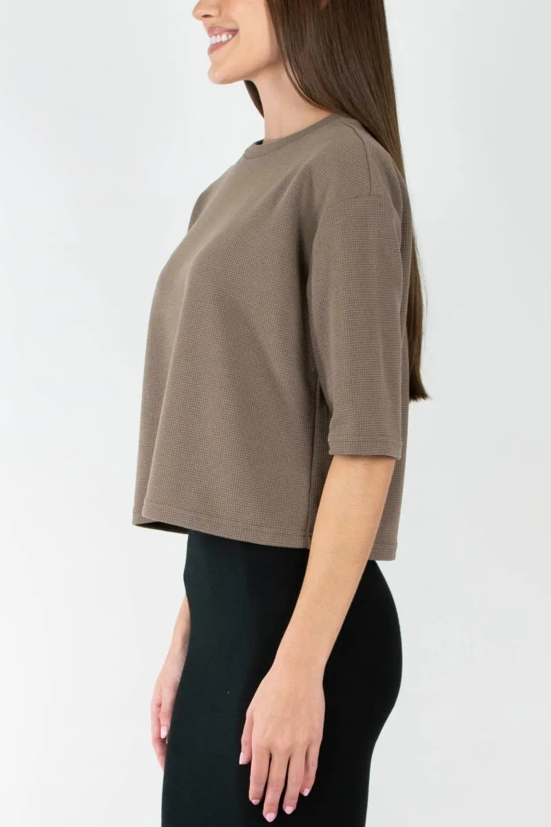REMI TEE WAFFLE KNIT (BROWN)