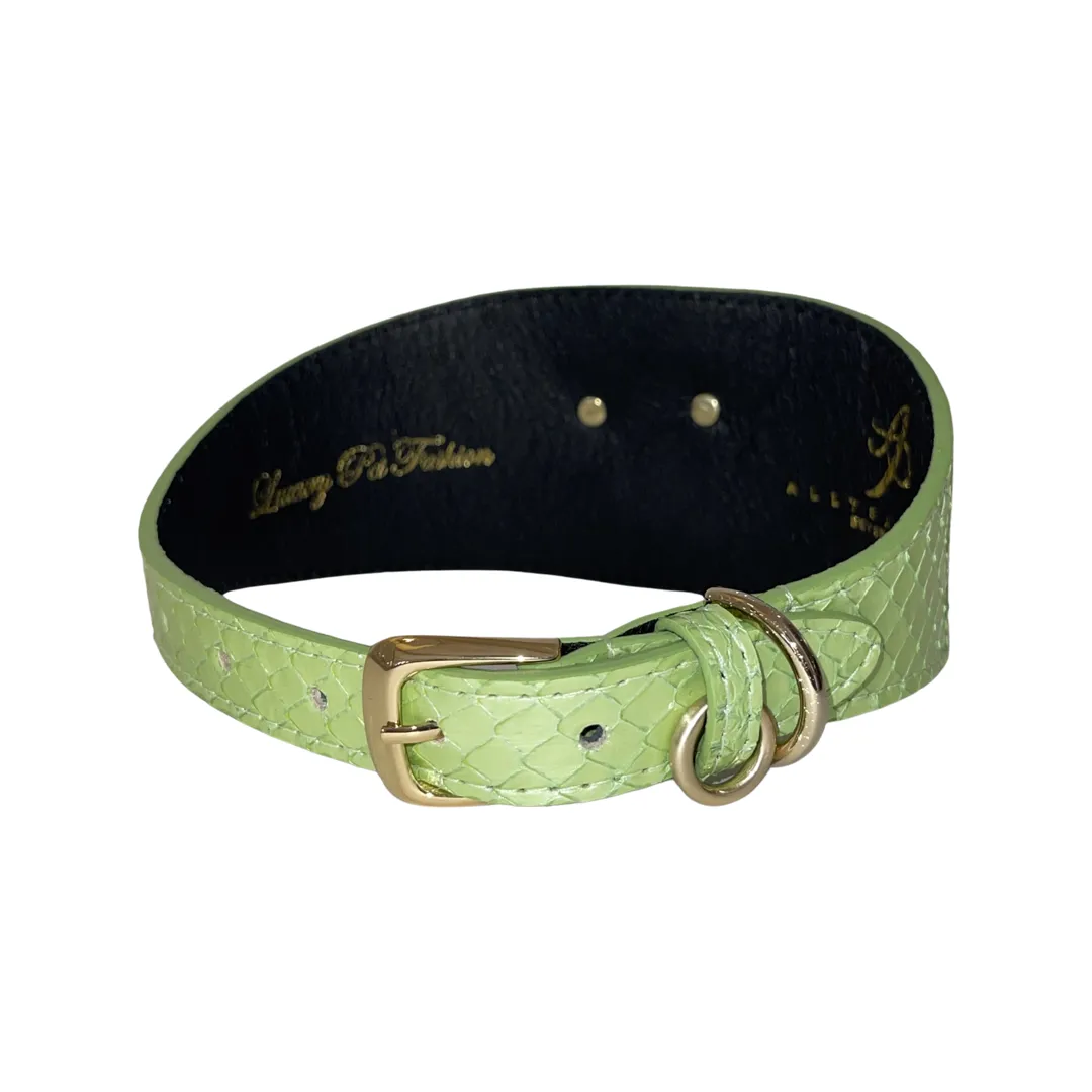 Sea Anemone Pearl Green Snake Wide Style Collar With Rhinestone Crab Accessory