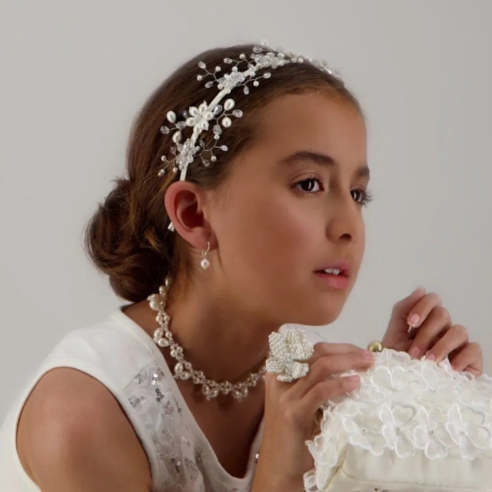 Sienna Likes To Party Gavreel Girls Crown Pearl and Crystal Headband