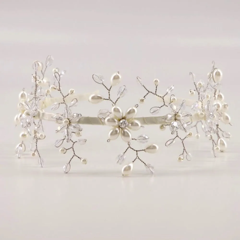 Sienna Likes To Party Gavreel Girls Crown Pearl and Crystal Headband