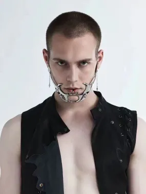 Silver Mechanical Blood Blade Mask-Men's chin