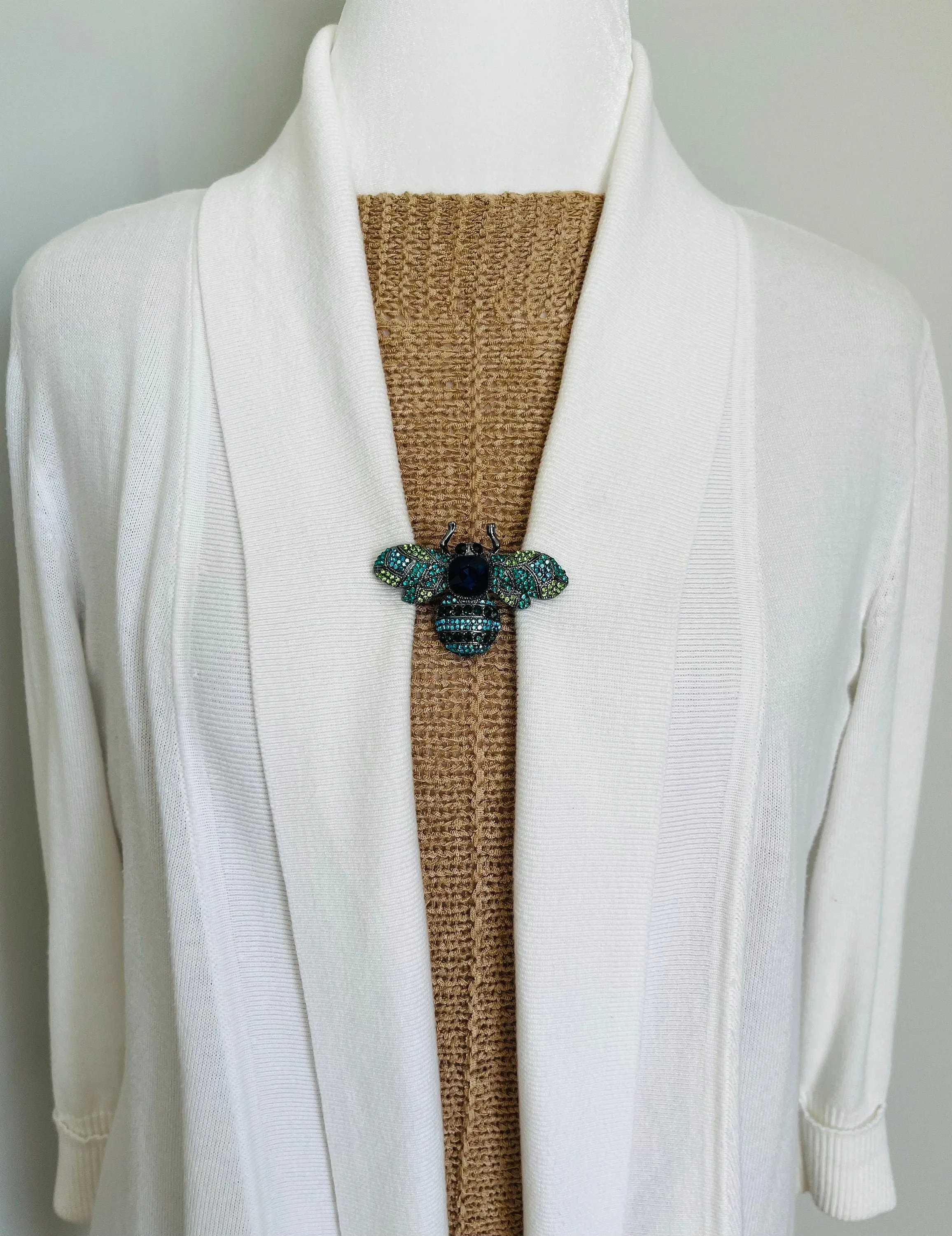 Sweater Clips Rhinestone Bumble Bee Sweater Clip Bumble Bees Honey Bee Blue Green Collar Pin Jewelry Gift Gifts for Her by Fabulici