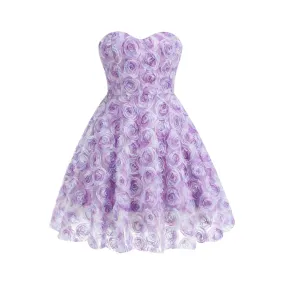 Trend4us Women's 3D Rose Applique Strapless Mini Dress