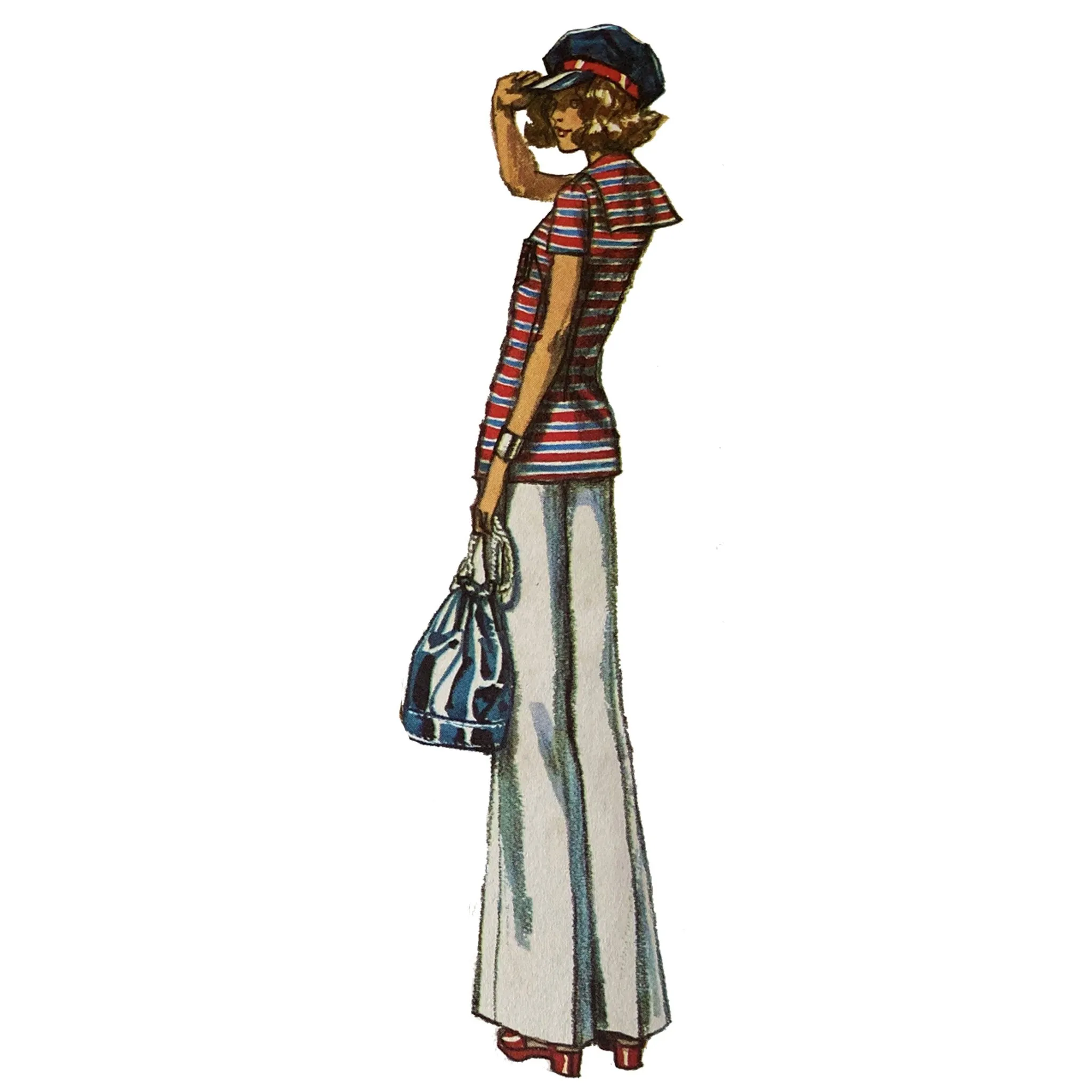 Vintage 1970s Pattern – Shorts or Bell-Bottom Pants & Tunic - Bust: 34” (86.4cm) - Bust 34” (86.4cm)