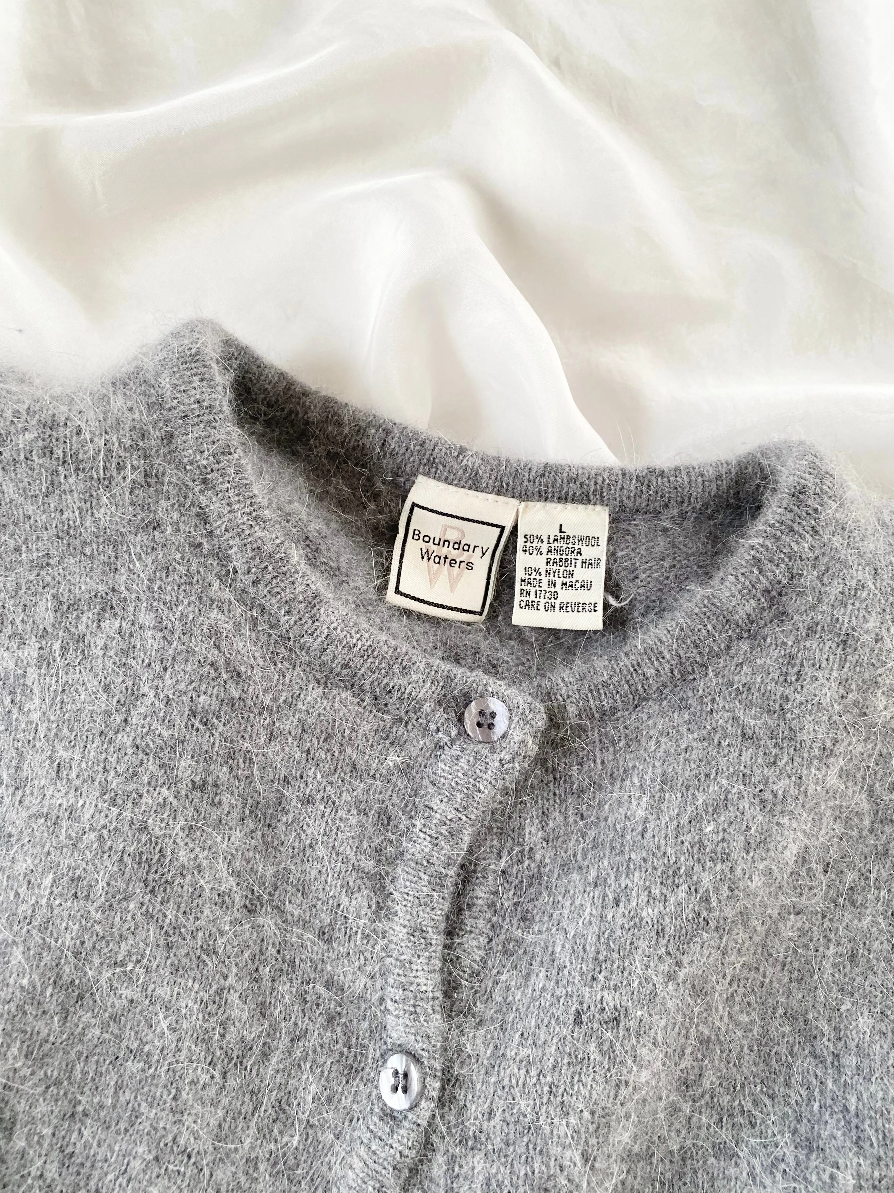 Vintage 1990s Grey Angora Wool Blend Sweater Vest (L)