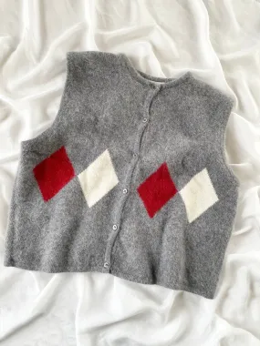 Vintage 1990s Grey Angora Wool Blend Sweater Vest (L)