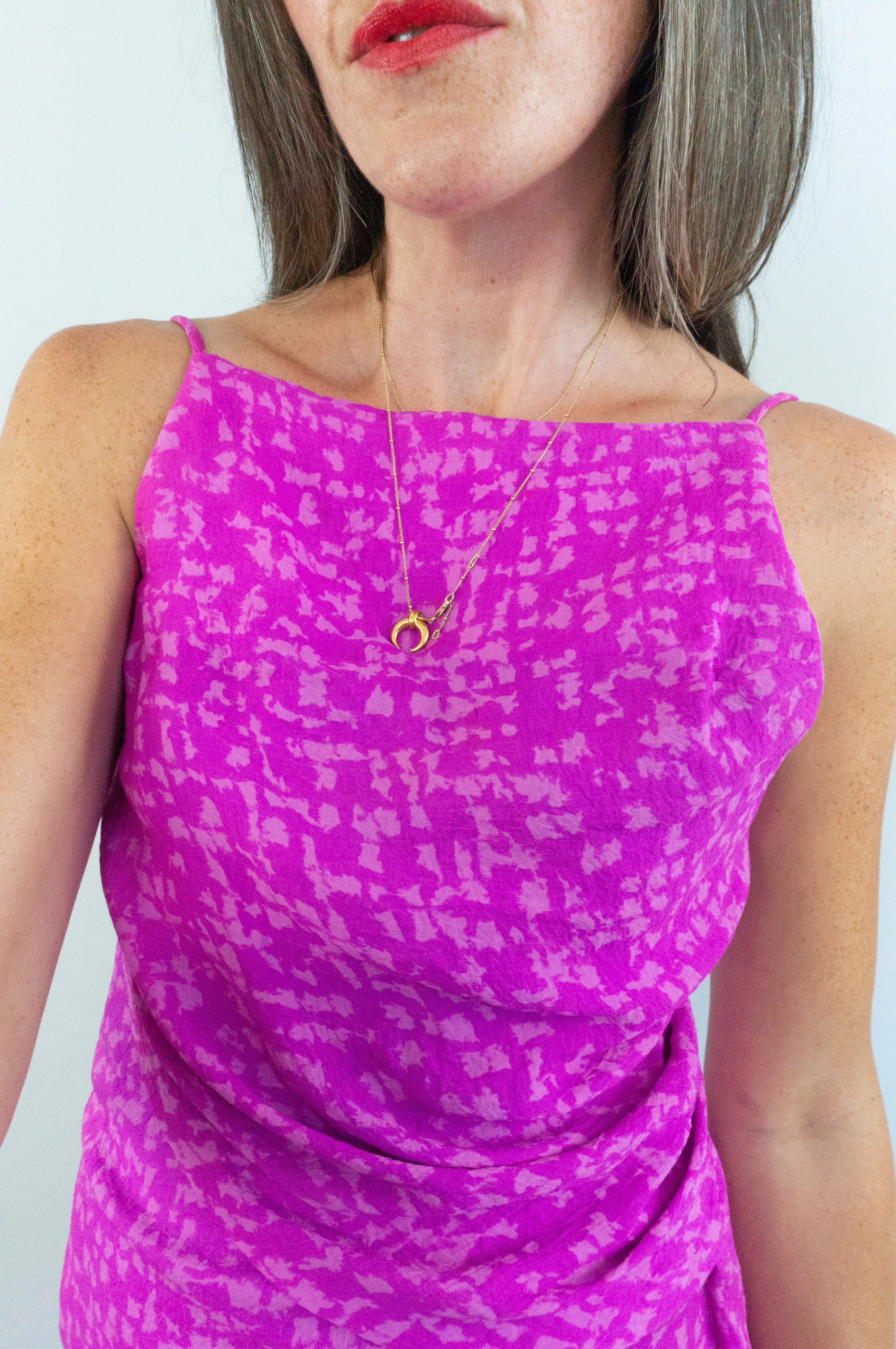 Vintage Square Neck Low Back Pink Silk Slip Dress
