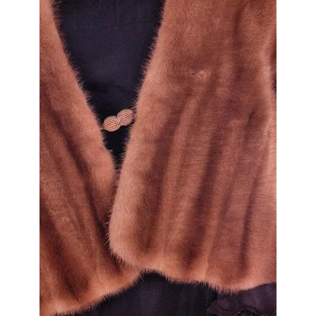 Vintage Stole Mink Stole Autumn Haze Silk Lined 1950S