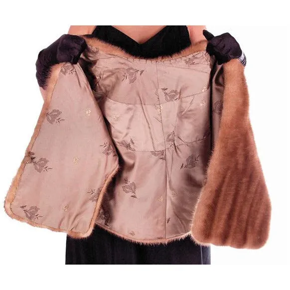 Vintage Stole Mink Stole Autumn Haze Silk Lined 1950S