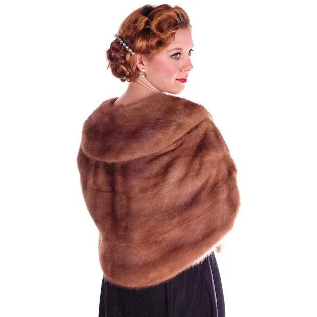 Vintage Stole Mink Stole Autumn Haze Silk Lined 1950S