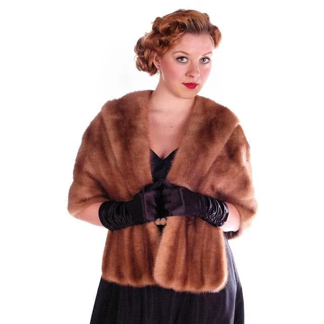 Vintage Stole Mink Stole Autumn Haze Silk Lined 1950S