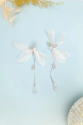 White Butterfly Blossom Drop Earrings