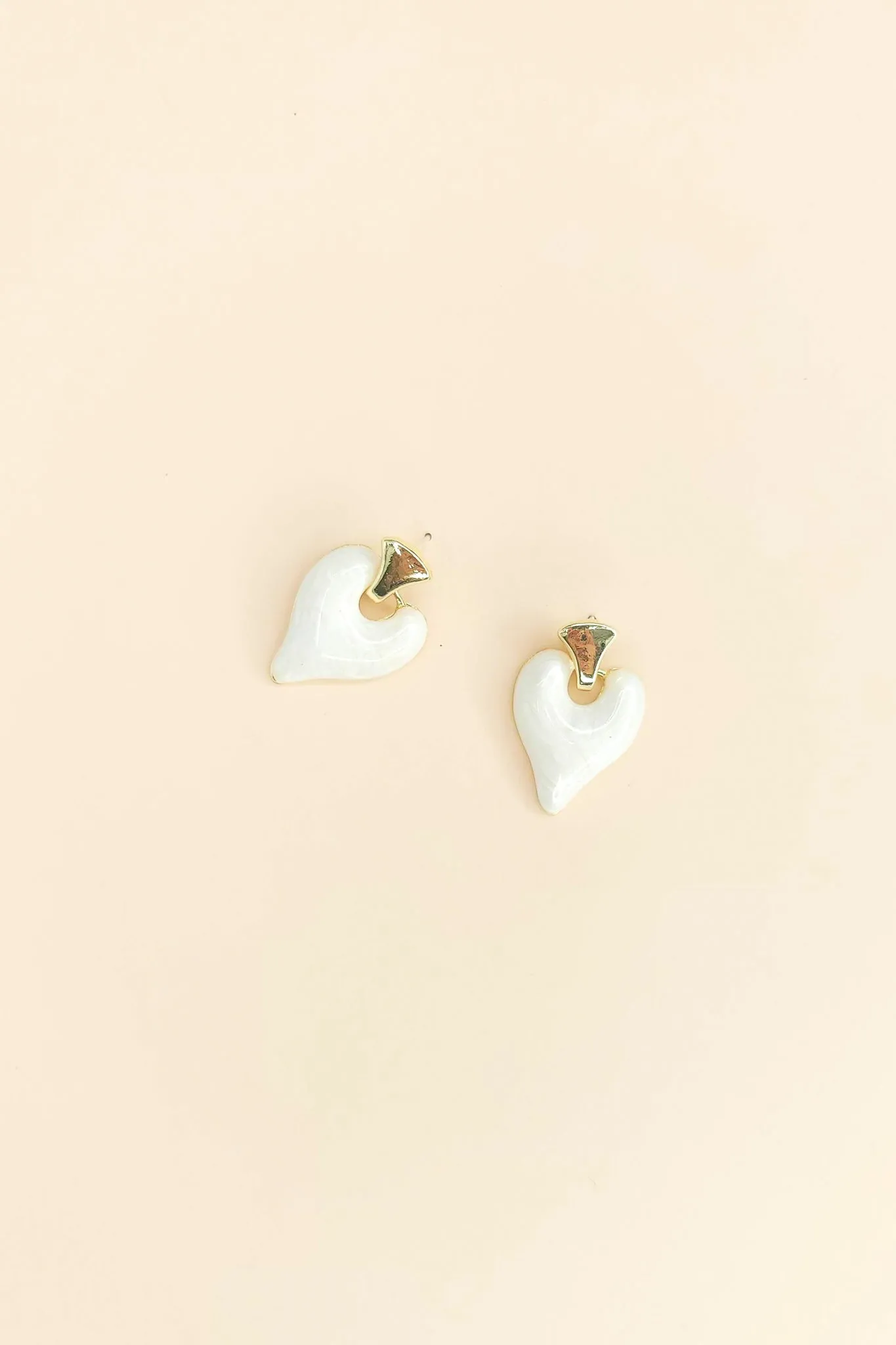 White Heart Alloy Stud Earrings