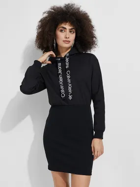 Women's Plain Hoodie Dress,Black